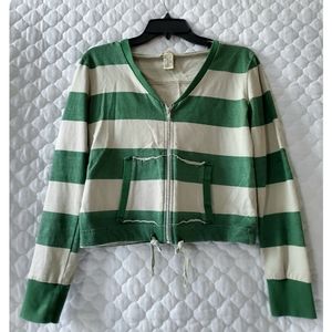 Green striped hoodie